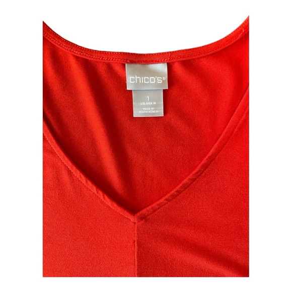 Chico’c Touch Of Cool Puff-Sleeve Top Scarlet Red Size 1 (S) - Picture 4 of 4